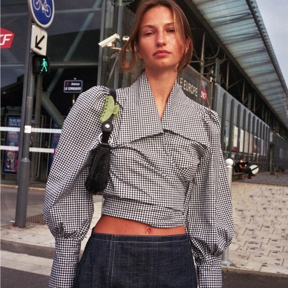 Maison Cleo - Julie - Black Gingham Blouse - Size 36 (S) - ASO Emily Ratajkowski - Picture 3 of 16